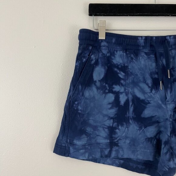 Athleta Farallon Blue Tie Dye Cotton Pull On Shorts Size Large - Picture 5 of 5